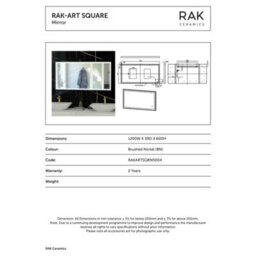 RAK Ceramics Rak Art Square 1200X600mm Rectangular Illuminated Mirror With Touch Sensor & Brushed Nickel Frame, Ip44 - thumbnail 2