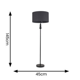 Valuelights Marissa Matt Black Stacked Ball Floor Lamp With Charcoal Grey Drum Shade - Led Bulb Included - thumbnail 5