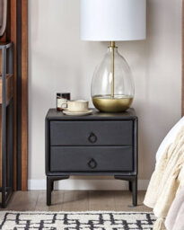 Beliani 2 Drawer Bedside Table Sezanne Faux Leather Black - thumbnail 2