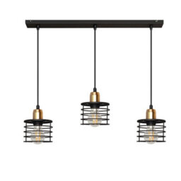 Luminosa Lighting Luminosa Edison Straight Bar Pendant Ceiling Light Black, Copper 65Cm