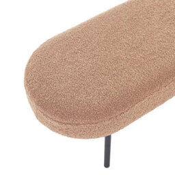 Wyld And Coco Light Brown Boucle Upholstered Bench With Iron Legs, Oval Seat, Cottage Retro Accent - thumbnail 6