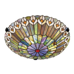 Luminosa Lighting Elstead Quoizel Watkins Ceiling Light Tiffany Style Valiant Bronze, Art Glass Shade 2X E27 - thumbnail 5