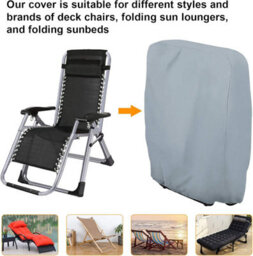 Folding Deckchair Cover, Set Of 2, Grey, Windproof Uv Resistant, Garden Chair Tarpaulin With Storage Bag - thumbnail 2