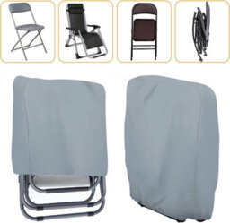 Folding Deckchair Cover, Set Of 2, Grey, Windproof Uv Resistant, Garden Chair Tarpaulin With Storage Bag - thumbnail 5