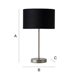 Valuelights Charles Brushed Chrome Table Lamp With Black Velvet Shade - thumbnail 8