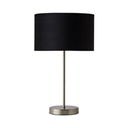 Valuelights Charles Brushed Chrome Table Lamp With Black Velvet Shade - thumbnail 2