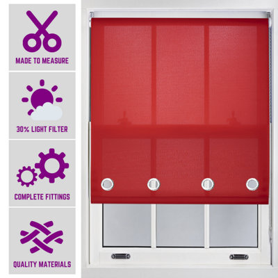 Made To Measure Daylight Roller Blind With Big Round Eyelets - (W)90Cm X (L)165Cm Red By Furnished - image 1