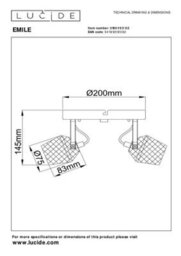 Lucide Emile Ceiling Spotlight Diameter 20Cm 2Xgu10 - Matt Gold, Brass - thumbnail 6