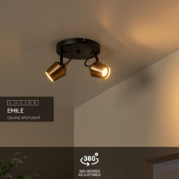 Lucide Emile Ceiling Spotlight Diameter 20Cm 2Xgu10 - Matt Gold, Brass - thumbnail 2