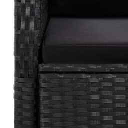 Berkfield 11 Piece Garden Dining Set With Cushions Black Poly Rattan - thumbnail 6