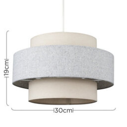 Valuelights Weaver Pair Of Cream/grey Herringbone Ceiling Lamp Shades And Bulbs - thumbnail 9