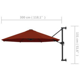 Berkfield Elegant Wall-Mounted Parasol With Metal Pole 300 Cm Terracotta - thumbnail 8