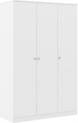 3 Door Wardrobe Denver White Gloss Bedroom Storage - image 1