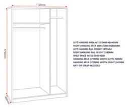 3 Door Wardrobe Denver White Gloss Bedroom Storage - thumbnail 8