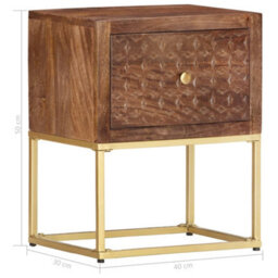 Berkfield Bedside Cabinet 40X30X50 Cm Solid Mango Wood - thumbnail 7