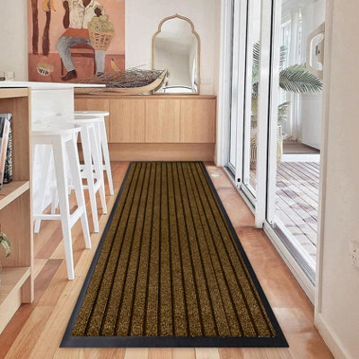 Ameha Pvc Rubber Mat, Non Slip Dirt Trapper Water Absorbent Extra Large Hallway, Kitchen & Runner Mat, Brown 80X300Cm - image 1