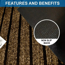 Ameha Pvc Rubber Mat, Non Slip Dirt Trapper Water Absorbent Extra Large Hallway, Kitchen & Runner Mat, Brown 80X300Cm - thumbnail 6