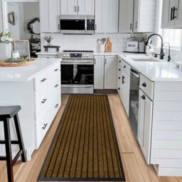 Ameha Pvc Rubber Mat, Non Slip Dirt Trapper Water Absorbent Extra Large Hallway, Kitchen & Runner Mat, Brown 80X300Cm - thumbnail 9