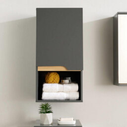 Home Source Florence Hanging Bathroom Wall Cabinet Storage Unit Grey - thumbnail 2