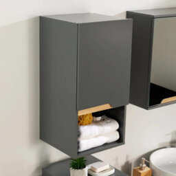 Home Source Florence Hanging Bathroom Wall Cabinet Storage Unit Grey - thumbnail 3