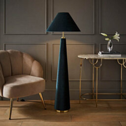 Valuelights Martha Conical Teal Velvet Midi Floor Lamp