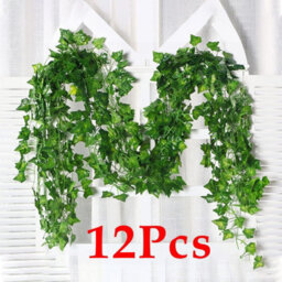 Amorly 12Pcs 220Cm Green Vines Fake Plant Vine Leaves, Hanging Fake Vine Leaves, Home Kitchen Garden Office Wedding Wall Decor - thumbnail 1