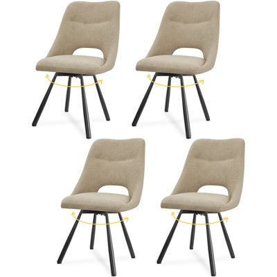 Longtoo Dining Chairs Set Of 4, 360 Degrees Swivel Kitchen Chairs, Ergonomic Upholstered Chair With Metal Legs, Khaki - image 1