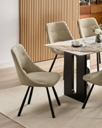 Longtoo Dining Chairs Set Of 4, 360 Degrees Swivel Kitchen Chairs, Ergonomic Upholstered Chair With Metal Legs, Khaki - thumbnail 8