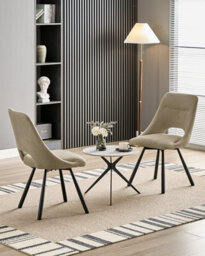 Longtoo Dining Chairs Set Of 4, 360 Degrees Swivel Kitchen Chairs, Ergonomic Upholstered Chair With Metal Legs, Khaki - thumbnail 7