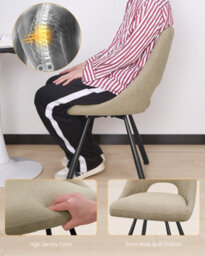Longtoo Dining Chairs Set Of 4, 360 Degrees Swivel Kitchen Chairs, Ergonomic Upholstered Chair With Metal Legs, Khaki - thumbnail 6