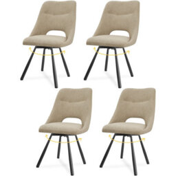 Longtoo Dining Chairs Set Of 4, 360 Degrees Swivel Kitchen Chairs, Ergonomic Upholstered Chair With Metal Legs, Khaki - thumbnail 1