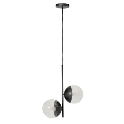 Orsina Dual Pendant With Candelabra Bulbs & Black Stem, 2-Light Drop Lamp, Sleek Black Pendant Lighting For Lounge - image 1