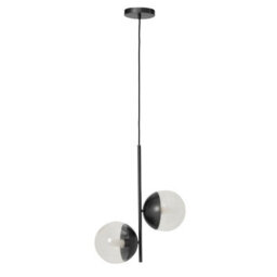 Orsina Dual Pendant With Candelabra Bulbs & Black Stem, 2-Light Drop Lamp, Sleek Black Pendant Lighting For Lounge - thumbnail 1