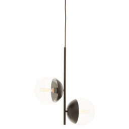 Orsina Dual Pendant With Candelabra Bulbs & Black Stem, 2-Light Drop Lamp, Sleek Black Pendant Lighting For Lounge - thumbnail 2