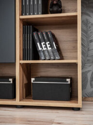 Arte Silk Ii Entertainment Unit: Sophisticated Anthracite & Oak Wotan - W2400mm X H1450mm X D400mm - thumbnail 5