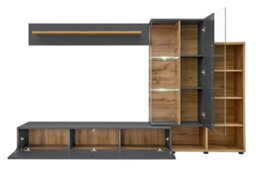 Arte Silk Ii Entertainment Unit: Sophisticated Anthracite & Oak Wotan - W2400mm X H1450mm X D400mm - thumbnail 3