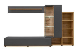Arte Silk Ii Entertainment Unit: Sophisticated Anthracite & Oak Wotan - W2400mm X H1450mm X D400mm - thumbnail 2
