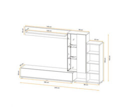 Arte Silk Ii Entertainment Unit: Sophisticated Anthracite & Oak Wotan - W2400mm X H1450mm X D400mm - thumbnail 9