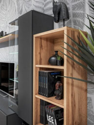 Arte Silk Ii Entertainment Unit: Sophisticated Anthracite & Oak Wotan - W2400mm X H1450mm X D400mm - thumbnail 8