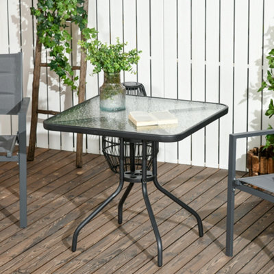 Outsunny Square Patio Table, Glass Top Garden Dining Table 76 X 76Cm - image 1