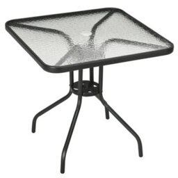Outsunny Square Patio Table, Glass Top Garden Dining Table 76 X 76Cm - thumbnail 2
