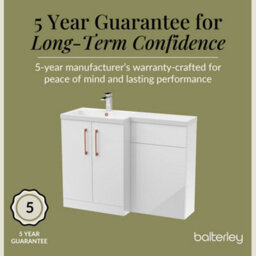 Balterley Left-Hand Bathroom Vanity And Wc Unit Combination With Basin - 1100mm - Gloss White With Copper Handles - thumbnail 6