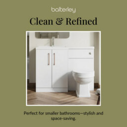 Balterley Left-Hand Bathroom Vanity And Wc Unit Combination With Basin - 1100mm - Gloss White With Copper Handles - thumbnail 7