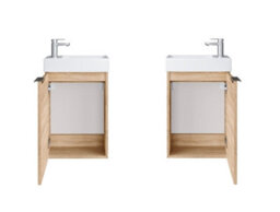 Impact Furniture Bathroom Vanity Unit Small Sink 400mm Cloakroom Cabinet Wall Hung Narrow Basin Sonoma Oak Avir - thumbnail 3