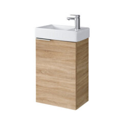 Impact Furniture Bathroom Vanity Unit Small Sink 400mm Cloakroom Cabinet Wall Hung Narrow Basin Sonoma Oak Avir - thumbnail 4