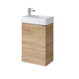 Impact Furniture Bathroom Vanity Unit Small Sink 400mm Cloakroom Cabinet Wall Hung Narrow Basin Sonoma Oak Avir - thumbnail 6