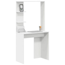 Berkfield White Computer Desk White Engineered Wood Medium Computer Desk - thumbnail 3