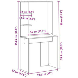 Berkfield White Computer Desk White Engineered Wood Medium Computer Desk - thumbnail 9