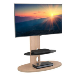 "Avf Affinity Chepstow 93Cm Oval Pedestal Tv Stand, For Tvs 32-65"" - Whitewashed Oak" - thumbnail 1