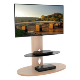"Avf Affinity Chepstow 93Cm Oval Pedestal Tv Stand, For Tvs 32-65"" - Whitewashed Oak" - thumbnail 2